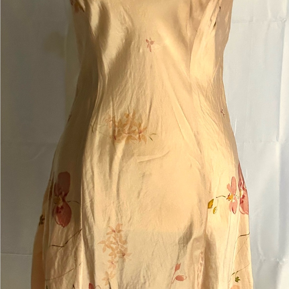 Victoria's Secret 100% Silk Negligee Cream Floral